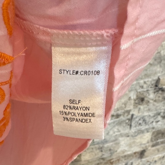 Elegant Pink Blouse with Orange Embroidery - Picture 3 of 3